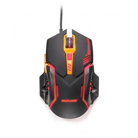Mouse Gamer Multilaser 2400dpi Preto E Laranja Mo270 Com Fio Cor Preto/Laranja