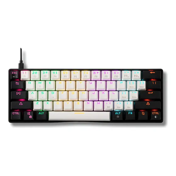 Teclado Gamer Mecânico Gamdias Aura GK2 RGB Switch Azul Preto e Branco