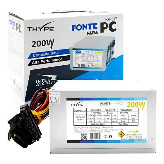 Fonte Atx Pc 200w Cinza 127/220v
