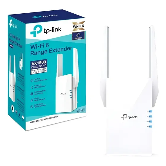Repetidor de Sinal Wi-Fi 6 TP-Link Re505X Ax1500 Onemesh Dual Band Extensor de Sinal