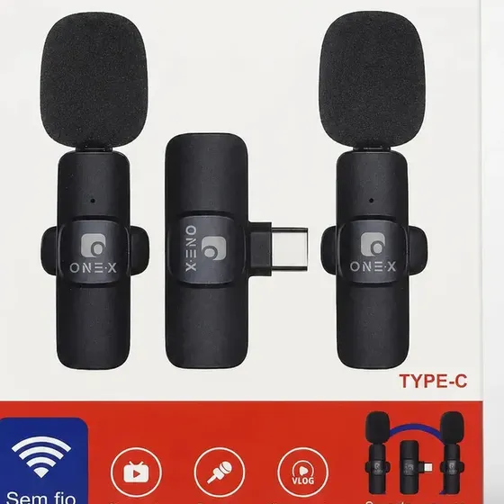Microfone Lapela Sem Fio Duplo K9 Type-c Onex Microfone Lapela Sem Fio Duplo K9 Type-c Onex