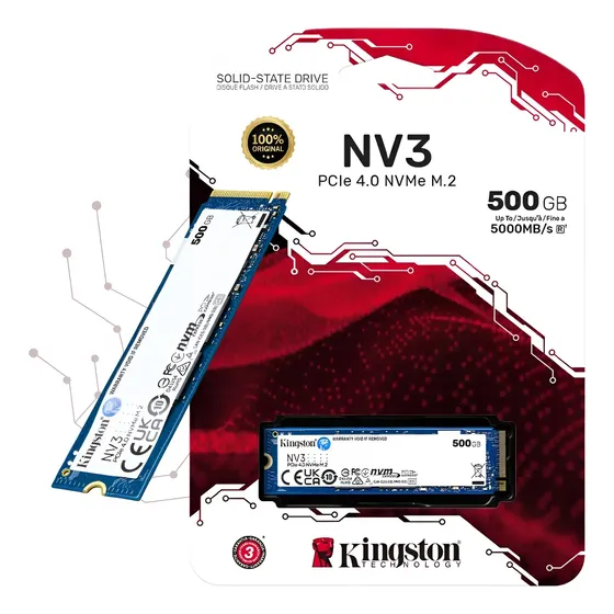 Ssd Interno Nv3 500gb M2 Nvme Kingston Pcie Gen 4.0 Leitura 5000
