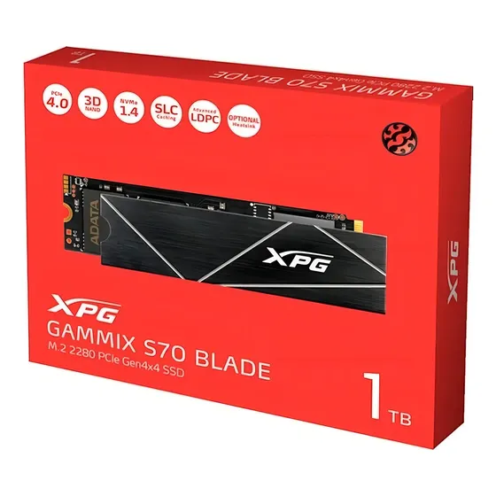 SSD Adata XPG Gammix S70 Blade 1TB M.2 2280 NVMe PCIe 4.0 Gen4x4 Até 7400 MB/s Para PC, Notebook e PS5
