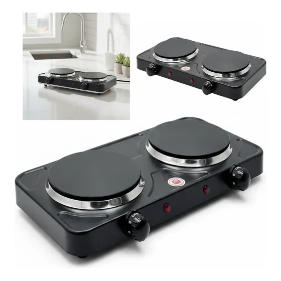 Fogão Elétrico Fogareiro Cooktop 2 Bocas 2000w Portátil Fogão Elétrico Fogareiro Cooktop 2 Bocas 2000w Portátil
