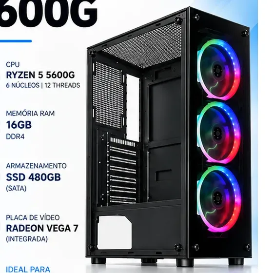 Pc Gamer Dream Ryzen 5 5600g Vega 7 Ssd 480gb 16gb Ddr4 500w