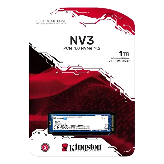 Ssd Kingston Nv3 1tb M.2 2280 Pcie 4.0 Nvme 6000 Mb/s