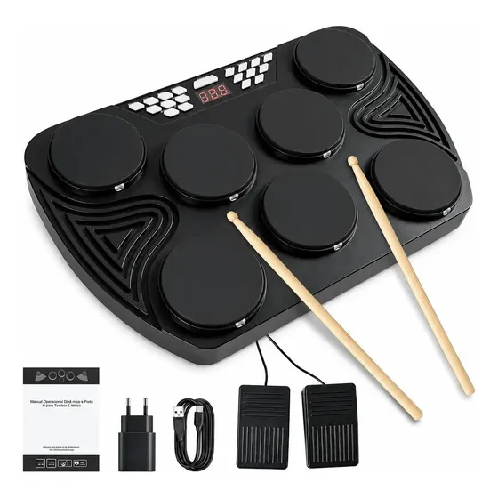 Bateria Eletrónica Portátil De Mesa Vedo Com Indicador Led