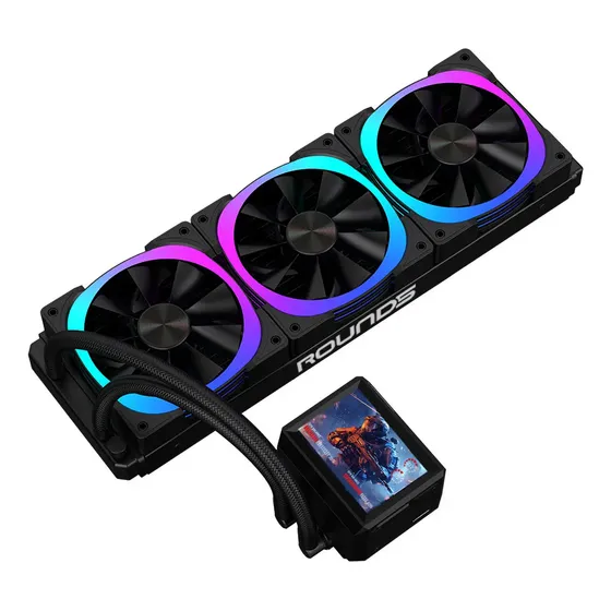 Water Cooler 360mm Round5 Notus Argb Tela 3,5 Customizável Cor Preto Water Cooler 360mm Round5 Notus Argb Tela 3,5 Customizável Cor Preto