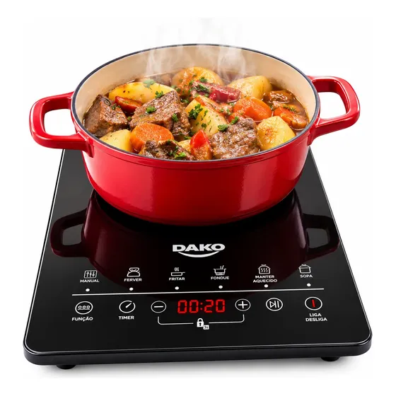 Cooktop Por Indução Portátil 1 Boca Elétrico Touch Screen