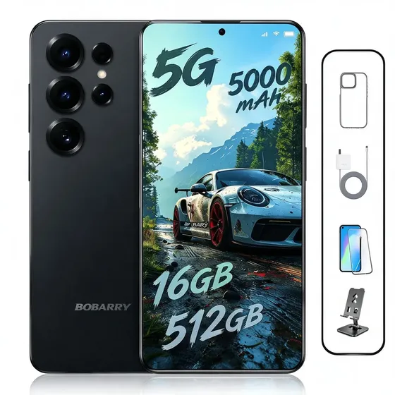 Celular 5G Smartphone 512GB ROM + 16GB RAM, Dimensity 7200, Bateria 5000 Mah ,Tela 6.78 , Android 15, Camera 32mp+18mp, GPS, Dual Sim, Preto