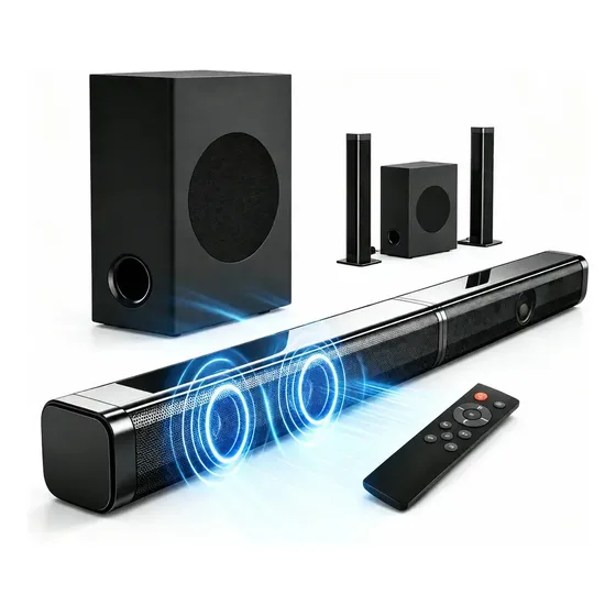 Soundbar Kuoosous 2.1 Bluetooth Com Subwoofer Desmontável para TV e Home Theater