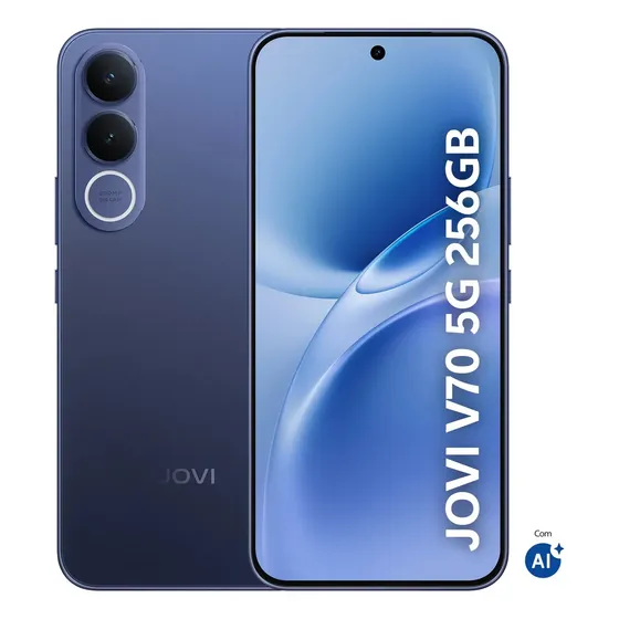 Smartphone JOVI V70 5G Câmera 200MP 256GB de Memória 8GB + 8GB RAM Expansível Bateria de 7000mAh, Processador Octa-Core Azul Safira