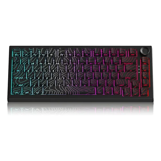 Teclado Gamer Mecânico Bluetooth 5.0/2.4ghz Switch Mx Clear Cor De Teclado Preto Idioma Inglês Internacional