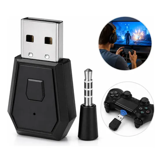 Adaptador Bluetooth Ps4 Ps5 Usb Para Headset Sem Fio Com Microfone