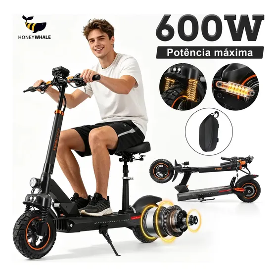 Patinete Elétrico HONEYWHALE M4 para Adulto, Dobrável com Banco Removível e Pneus de 10"