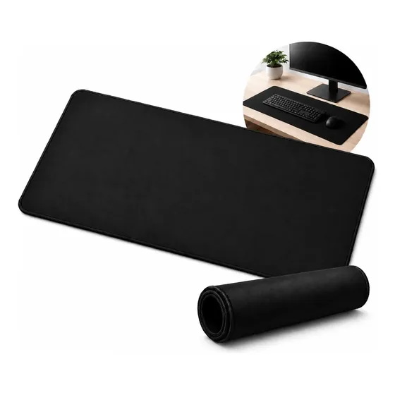 Mouse Pad Gamer Grande Preto Liso Sem Estampa Costurada