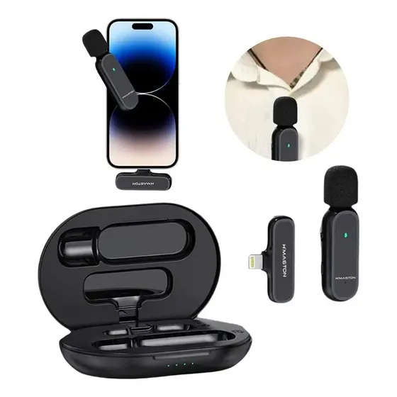 Microfone Lapela S/ Fio Hmaston Pro Para Lighting - Mk05 Preto Microfone Lapela S/ Fio Hmaston Pro Para Lighting - Mk05 Preto