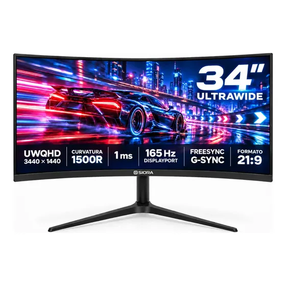 Monitor Gamer 34 Curvo Uwqhd 165hz 1ms Freesync G-sync