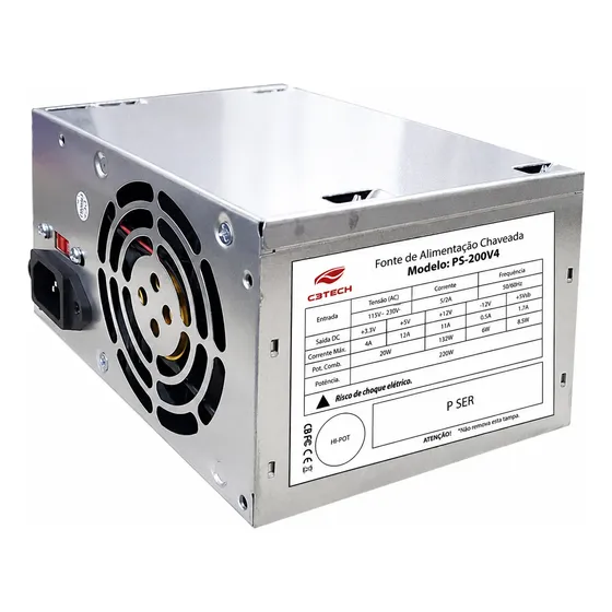 Fonte De Alimentação Atx Pc Desktop C3plus 200w Computador