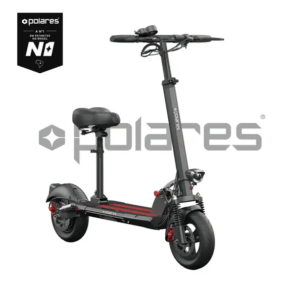 POLARES T10PRO Patinete Elétrico Com Banco 800W Polares Adulto Scooter Até 30km De Autonomia Velocidade Máxima 45km/h Preto