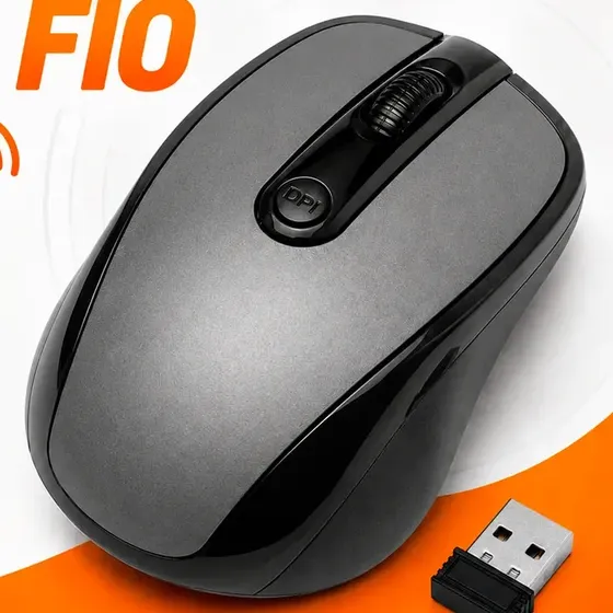 Mouse Sem Fio Prata 2.4ghz Com Receptor Usb Sensor 1600 Dpi Plug And Play Design Anatômico Compacto Para Notebook Computador Escritório Home Office Estudos E Uso Diário