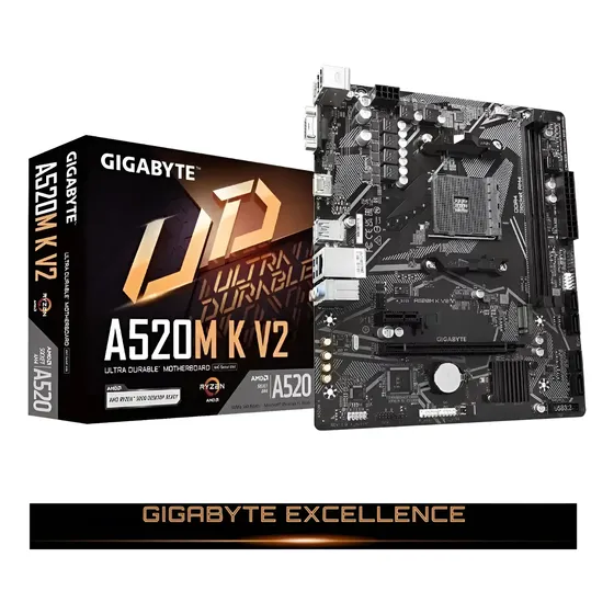 Placa Mãe Gigabyte Ultra Durable A520m Kv2 Amd Am4 Matx Ddr4