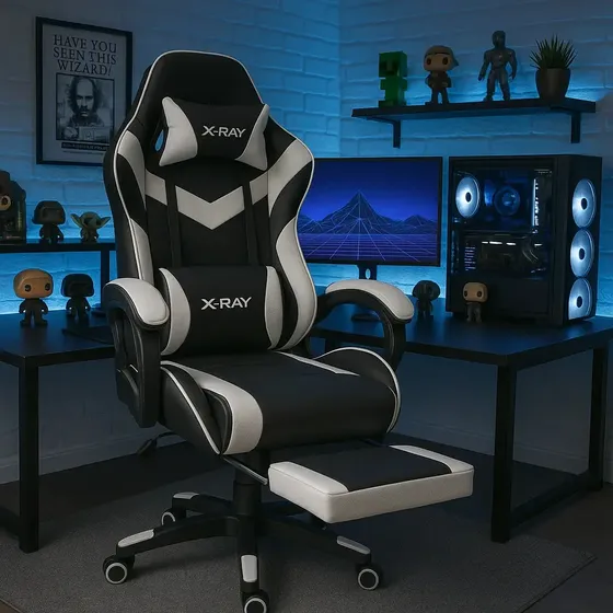 Cadeira Gamer X-ray Escritório Estofado Couro Sintético Cor Branco