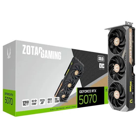 Placa de Vídeo Zotac GeForce RTX 5070 SOLID OC 12GB GDDR7 c/ DLSS 4