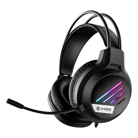 Fone De Ouvido Gamer Headset Led Rgb Computador Microfone Pc Preto