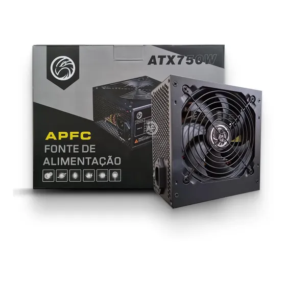 Fonte Gamer Atx 750w Pfc Ativo Bivolt Automático Brazilpc