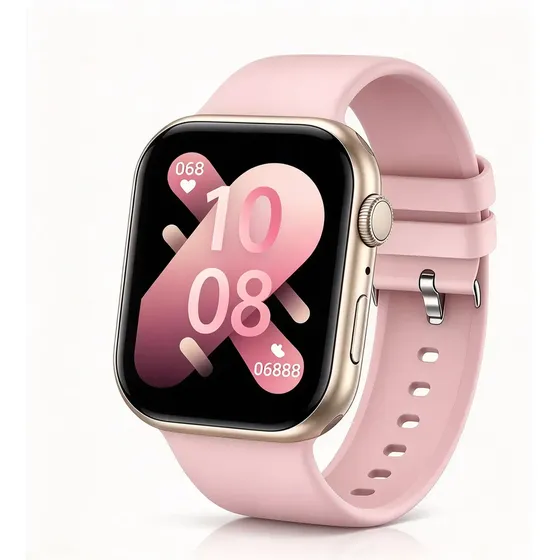 Jiditech Smartwatch Relógio Inteligente M66 Pro, Tela HD 1.83", Chamadas Bluetooth, Monitor de Saúde 24h, Carregamento Sem Fio, Masculino Feminino Android e iOS, Rosa