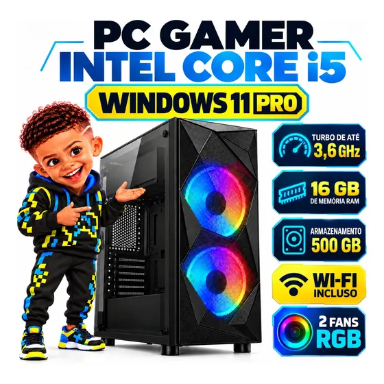 Pc Gamer Intel Core I5 3,6ghz 16gb 500gb Wifi Windows 11 Rgb