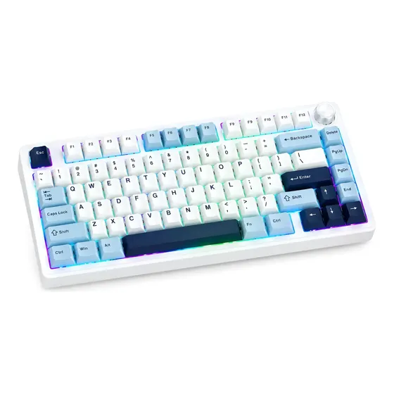 Teclado Mecânico Gamer Aula F75 75% Rgb Sem Fio Abnt2 Artico