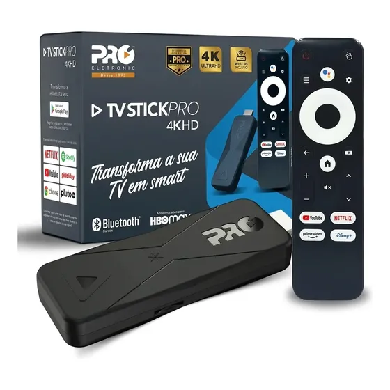 Tv Stick 4k Hd Proeletronic Android Wifi Controle Bluetooth