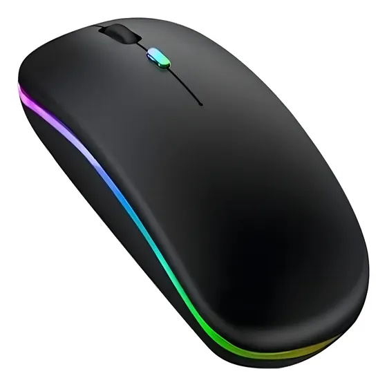 Mouse Sem Fio Recarregável RGB Silencioso Ergonômico Preto 9H