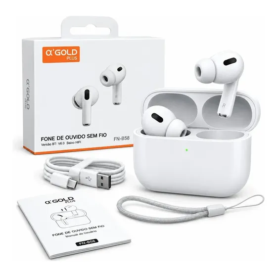 Fone De Ouvido Bluetooth 6.0 Sem Fio Tws Branco