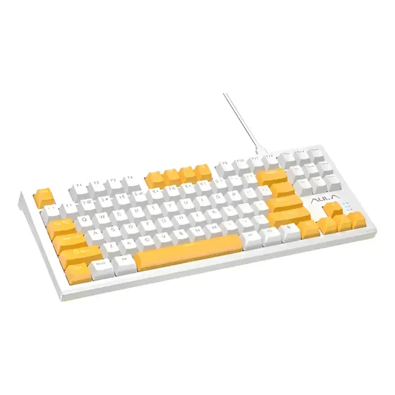 Teclado Mecânico Aula Compacto F3032 Com Luz Rainbow Branco