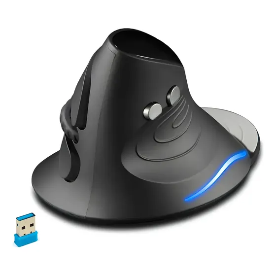 Mouse Vertical Sem Fio Wireless Ergonômico Com Led D-m6