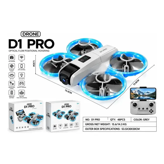 Drone D1 Pro Mini Drone Quadricóptero Câmera Hd 2 Baterias