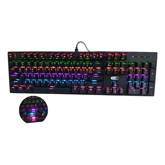 Teclado Mecânico Gamer Rgb Switch Azul Barulhent Com Fio