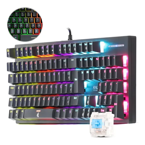 Teclado Mecânico Gamer Usb Switch Blue Led Rgb Pc Ps5 Xbox