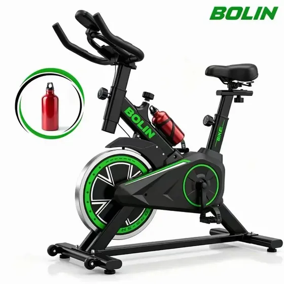 Bicicleta Ergométrica Spinning Bolin MB-Q7 Verde para Academia em Casa, Suporta 120 kg