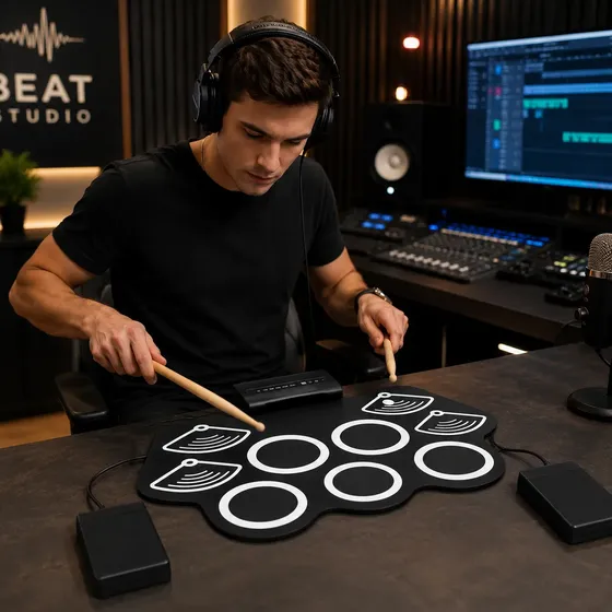 Bateria Eletrônica Roll Up Portátil 6 Drums 5 Metal C Pedal