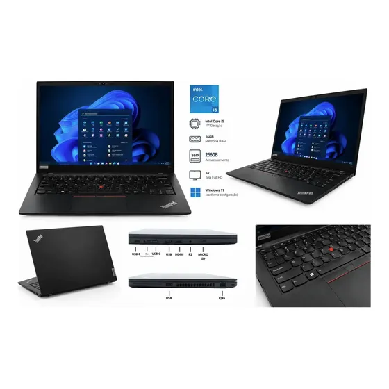 Notebook Lenovo Thinkpad T14 Gen2 I5-11th 16gb/256ssd/w11pro (Recondicionado)