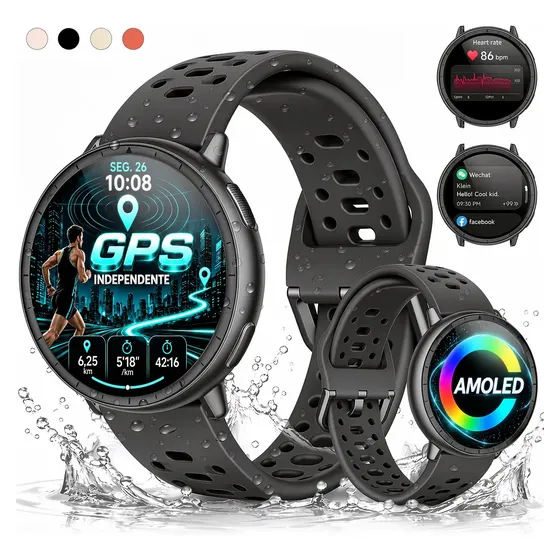 Smartwatch NOVANTE AIR PRO com GPS e Chamadas Bluetooth, Tela AMOLED de 1.32" e Resistência 5ATM
