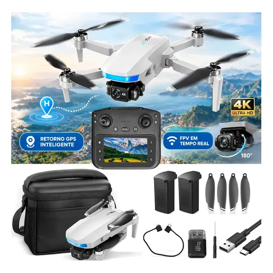 Drone Aereo Com Gps Sx1 Câmera 4k Gimbal 3 Eixos 2 Baterias Branco