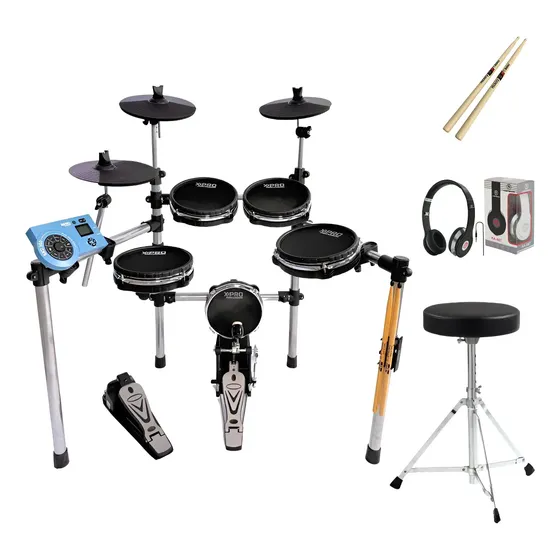 Bateria Eletrônica X-pro Ed444 Mesh Head Com Banco Fone