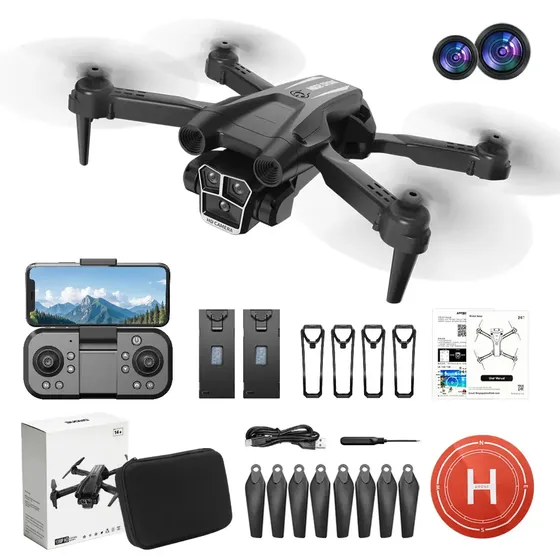 AXNEN Mini drone com câmera dupla, mini drone dobrável, motor sem escovas, mini drone de 2,4 GHz