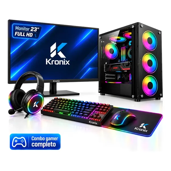 Pc Gamer Completo 32gb Intel 12 Núcleos Ssd 480gb Monitor 23