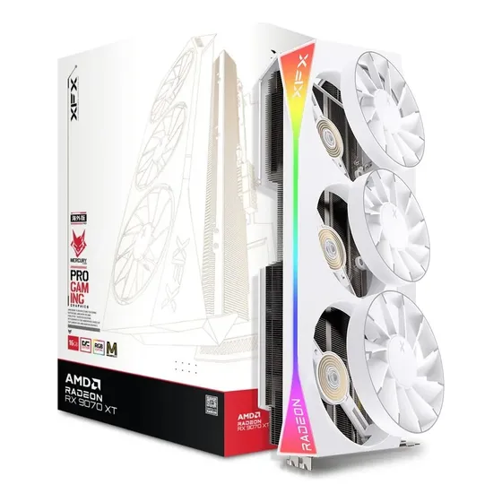 Placa De Vídeo Xfx Rx 9070xt Oc 16gb Gddr6 Gaming Branca